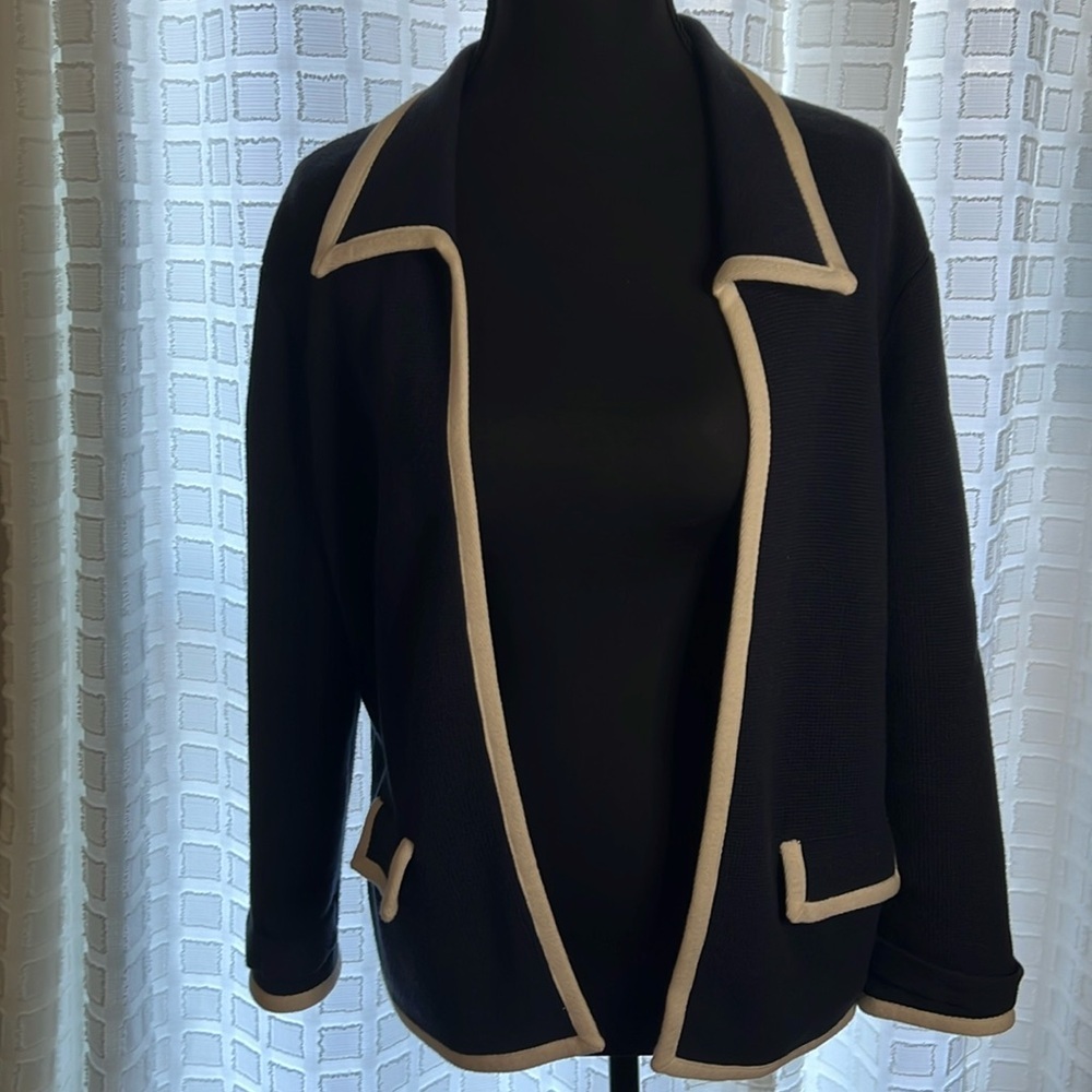 Navy Blue with White Trim Cardigan